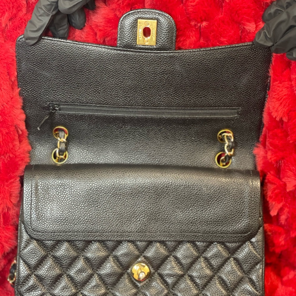 Chanel Black Quilted Caviar Medium Classic Double Flap Bag Gold Hardware, 2017 - Picture 7 of 14